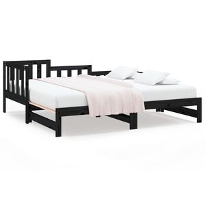 vidaXL Dormeuse Estraibile Nera 2x(80x200) cm Legno Massello di Pino