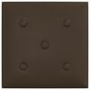 vidaXL Testiera da Parete 12 pcs Marrone 30 x 30 cm Pelle Sintetica
