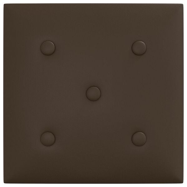 vidaXL Testiera da Parete 12 pcs Marrone 30 x 30 cm Pelle Sintetica