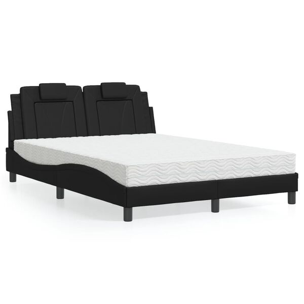vidaXL Letto Viana con Materasso Nero 140x200 cm in Similpelle
