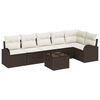 vidaXL Set di divani con cuscino 7 pcs Marrone e bianco polyrattan
