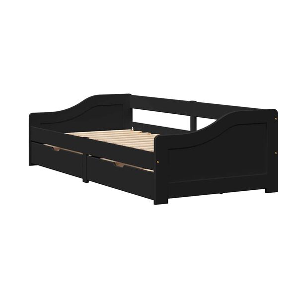vidaXL Dormeuse con 2 Cassetti senza Materasso Nero 90x200 cm IRUN