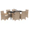 vidaXL Set da Pranzo per Giardino 7 pcs Beige polyrattan
