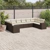 vidaXL Set Divani da Giardino 10pz con Cuscini in Polyrattan Marrone