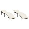 vidaXL Lettini Prendisole 2 pz con Cuscini Marrone in Polyrattan