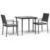 vidaXL Set Pranzo da Giardino 3pz con Cuscini in Polyrattan e Acciaio