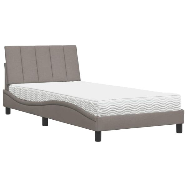 vidaXL Letto con Materasso Hanko Tortora 100x200 cm in Tessuto