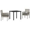 vidaXL Set da Pranzo per Giardino con cuscino 3 pcs Grigio polyrattan