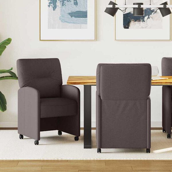 vidaXL Sedie da Pranzo con Ruote 2 pcs Marrone scuro 57 x 67 x 95 cm