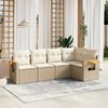 vidaXL Set Divano da Giardino 5 pz con Cuscini Beige in Polyrattan