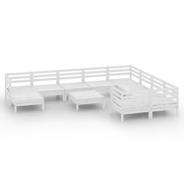vidaXL Set Salotto da Giardino 11 pz in Legno Massello di Pino Bianco
