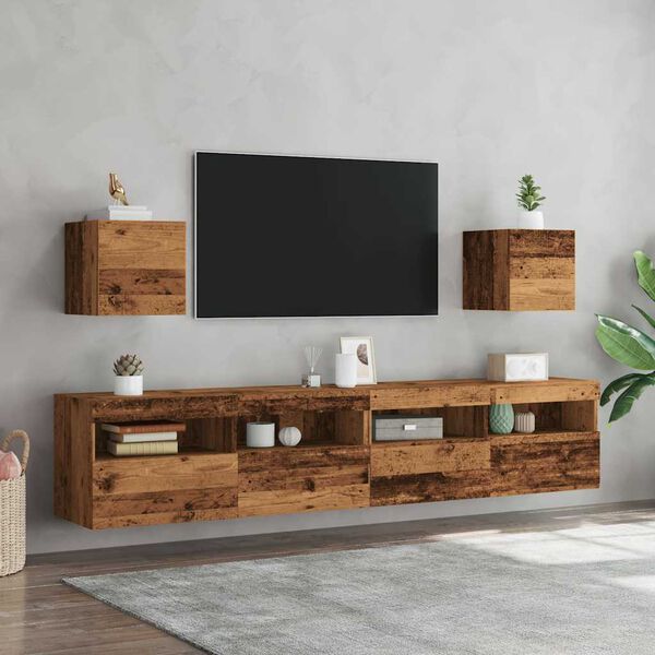 vidaXL Mobili Porta TV a Parete 2pz Legno Antico 30,5x30x30 cm