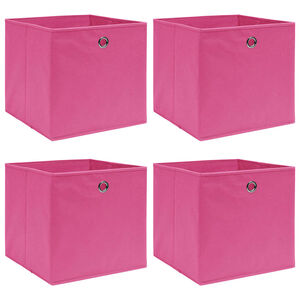 vidaXL Scatole Portaoggetti con Coperchi 4pz Rosa 32x32x32 cm Tessuto