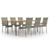 vidaXL Set Mobili da Pranzo Giardino 7 pz in Polyrattan Grigio