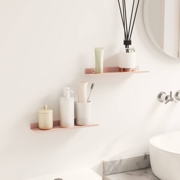 vidaXL Mensola sospesa 2 pcs Rosa 30 x 9 x 2,5 cm Acciaio