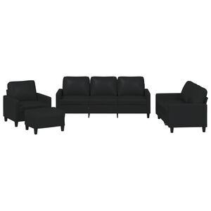 vidaXL Set di Divani 4 pz con Cuscini Nero in Similpelle