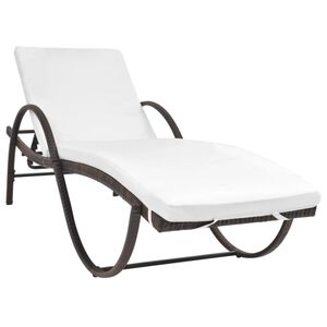vidaXL Lettino con Cuscino in Polyrattan Marrone