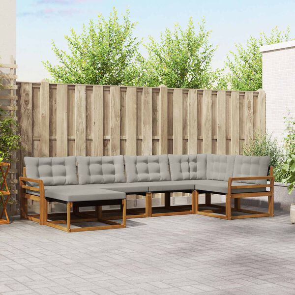 vidaXL Set di divani da esterno 6 pcs Grigio Naturale e Chiaro