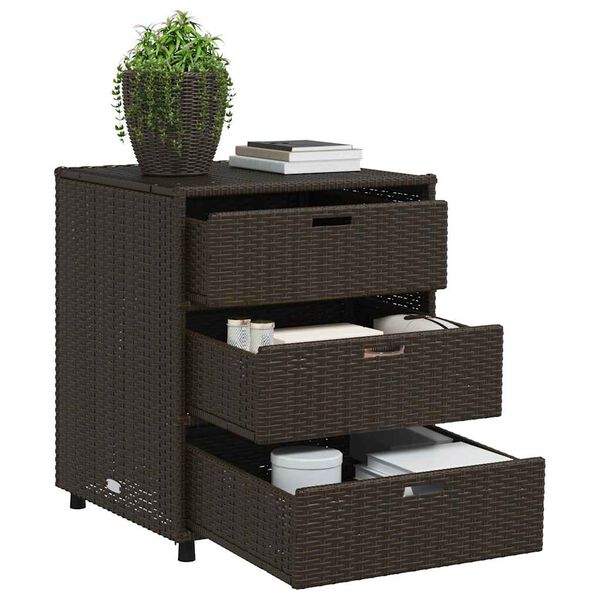 vidaXL Armadietto Portaoggetti Giardino Marrone 55x59x69cm Polyrattan