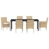 vidaXL Set da Pranzo per Giardino con cuscino 7 pcs Beige polyrattan