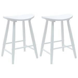 vidaXL Sedie da pranzo 2 pz Legno di gomma solido Bianco