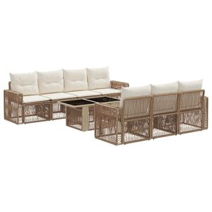 vidaXL Set Divano da Giardino 8 pz Beige e Bianco Crema polyrattan