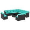 vidaXL Set Divani da Giardino 14 pz con Cuscini Nero in Polyrattan