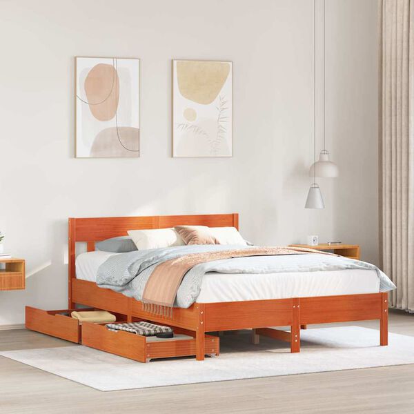 vidaXL Letto senza Materasso Marrone Cera 120x200 cm in Legno di Pino
