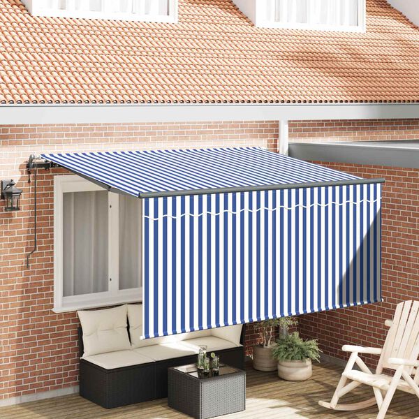 vidaXL Tenda Retrattile Blu e Bianco 300 x 200 cm