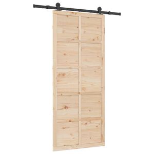 vidaXL Porta scorrevole 80 x 208 cm Legno Massello di Pino Naturale