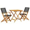 vidaXL Set da Bistrot 3 pz Nero in Polyrattan e Legno Massello