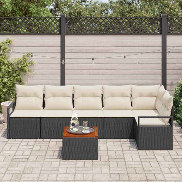 vidaXL Set Divano da Giardino 7 pcs Nero e bianco