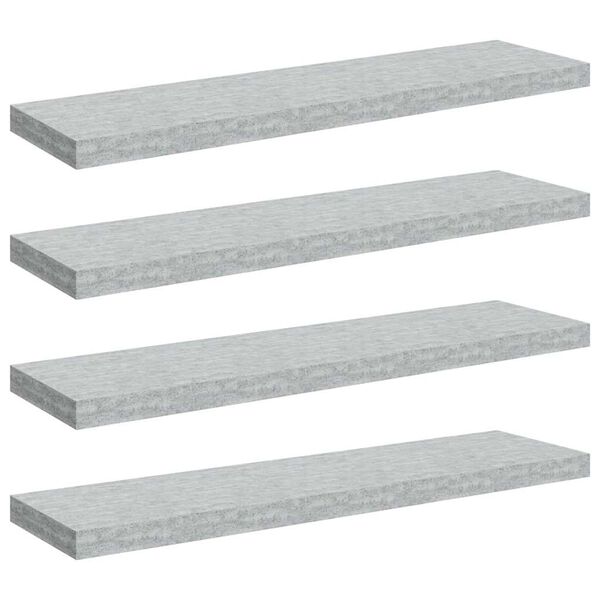 vidaXL Scaffali a Parete 4 pz Grigio Cemento 90x23,5x3,8 cm in MDF