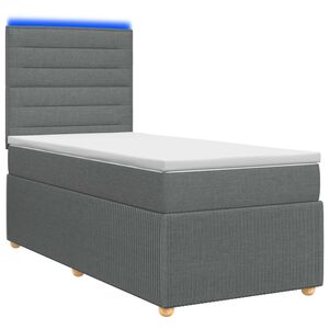 vidaXL Letto Box Spring LED con Materasso Grigio Scuro 80 x 200 cm