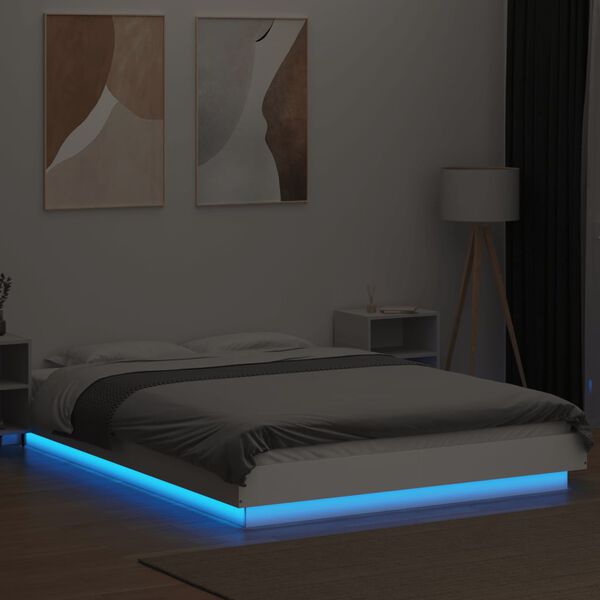 vidaXL Giroletto con Luci LED Bianco 120x200 cm in Legno Multistrato