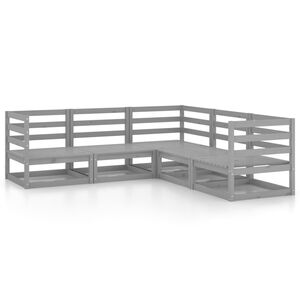 vidaXL Set Divani da Giardino 5 pz Grigi in Legno Massello di Pino