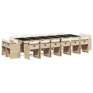 vidaXL Set da Pranzo da Giardino 17 pz con Cuscini Beige in Polyrattan