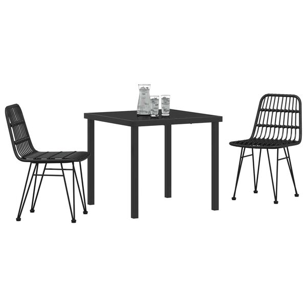 vidaXL Set da Pranzo per Giardino 3 pcs Nero