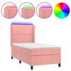 vidaXL Letto a Molle con Materasso e LED Rosa 90x190 cm in Velluto