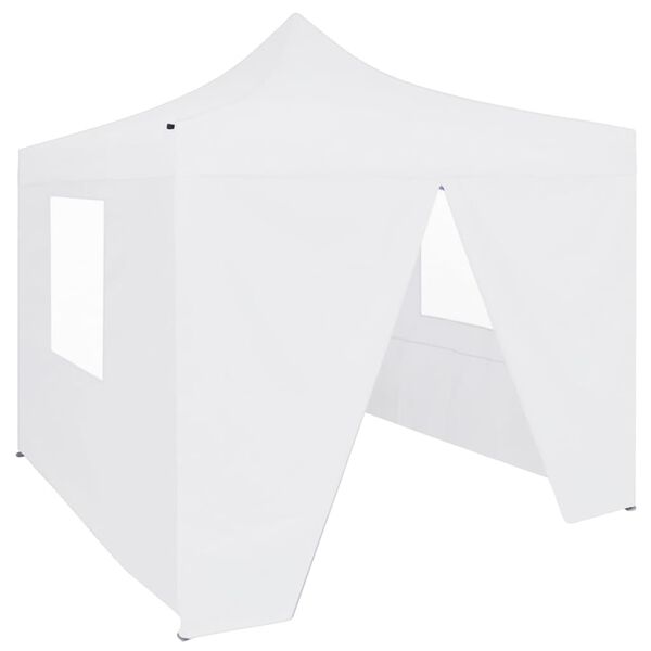 vidaXL Gazebo Professionale Pieghevole 4 Pareti 3x3 m Acciaio Bianco