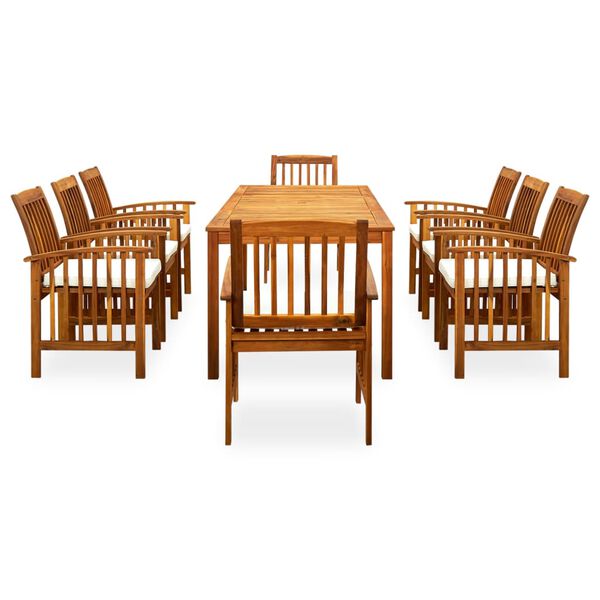 vidaXL Set da Pranzo da Giardino 9 pz con Cuscini Massello di Acacia