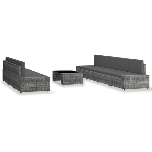 vidaXL Set Divani da Giardino 8 pz in Polyrattan Grigio