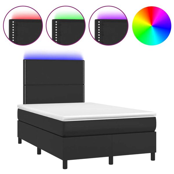 vidaXL Letto a Molle con Materasso e LED Nero 120x190 cm in Similpelle