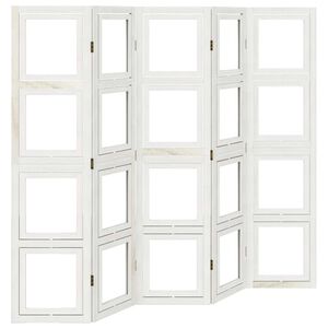 vidaXL Divisorio Ambienti 5Pannelli Bianco Legno Massello di Paulownia