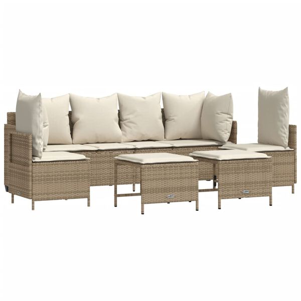vidaXL Set Divano da Giardino 5 pz con Cuscini Beige in Polyrattan