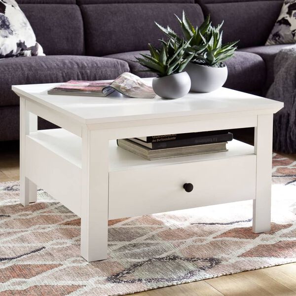 Trendteam Tavolino da Salotto con Cassetto Universal Bianco