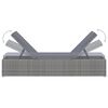 vidaXL Lettino Prendisole con Cuscino e Tavolino in Polyrattan Grigio