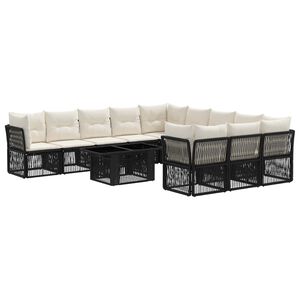 vidaXL Set Divano da Giardino 12 pz Nero polyrattan