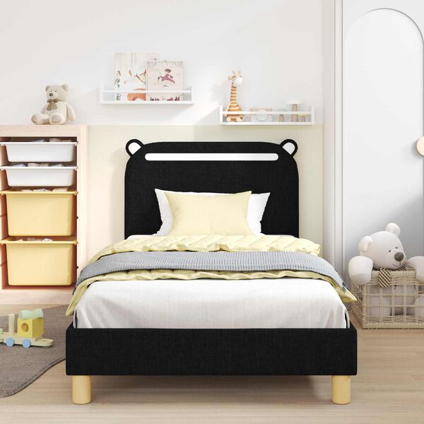 vidaXL Struttura letto bambini con testata Nero 90 x 190 cm Tessuto