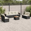 vidaXL Set Divani da Giardino 9 pz con Cuscini Nero in Polyrattan